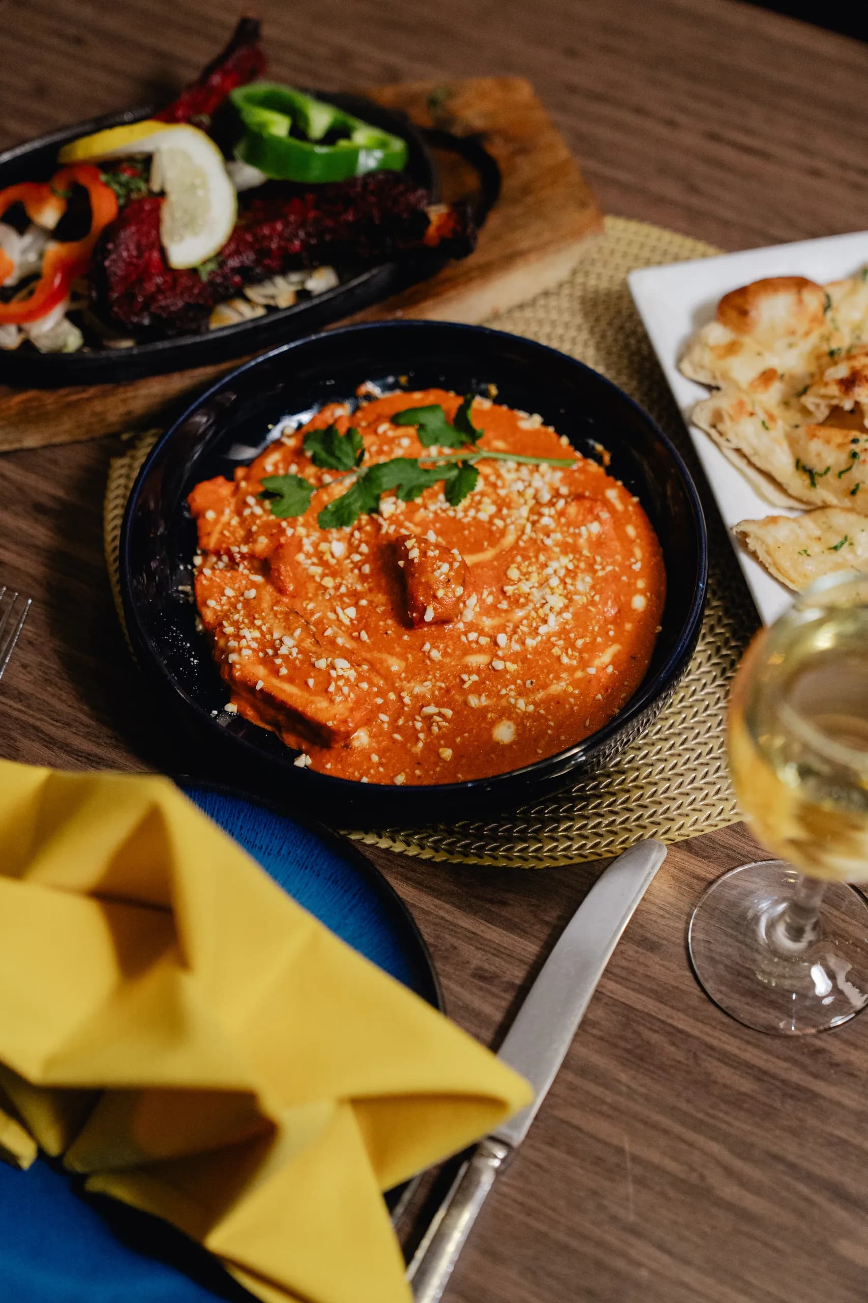 Creamy makhani curry served with naan