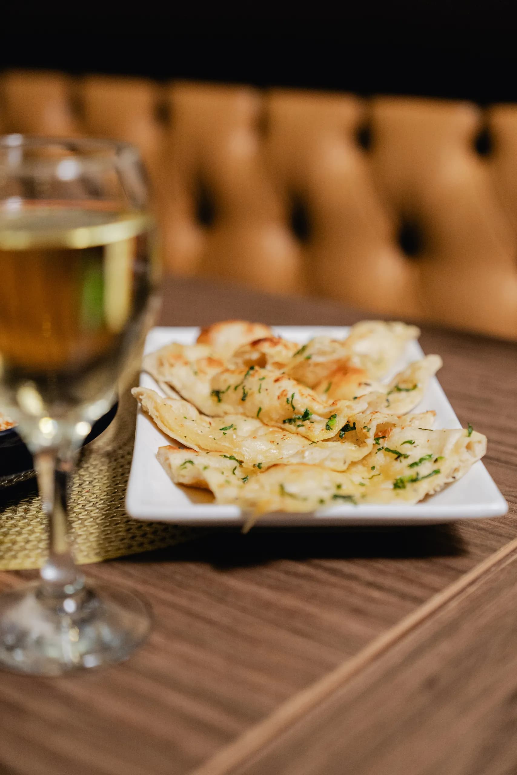 Freshly baked garlic naan